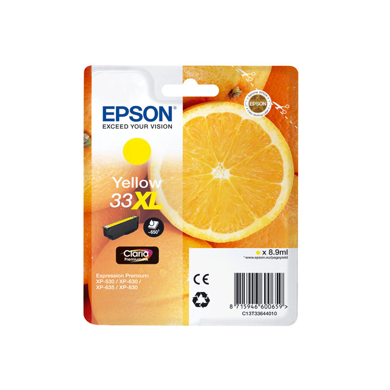 Cartucho Inkjet Epson T3364 Amarillo 650 páginas XL