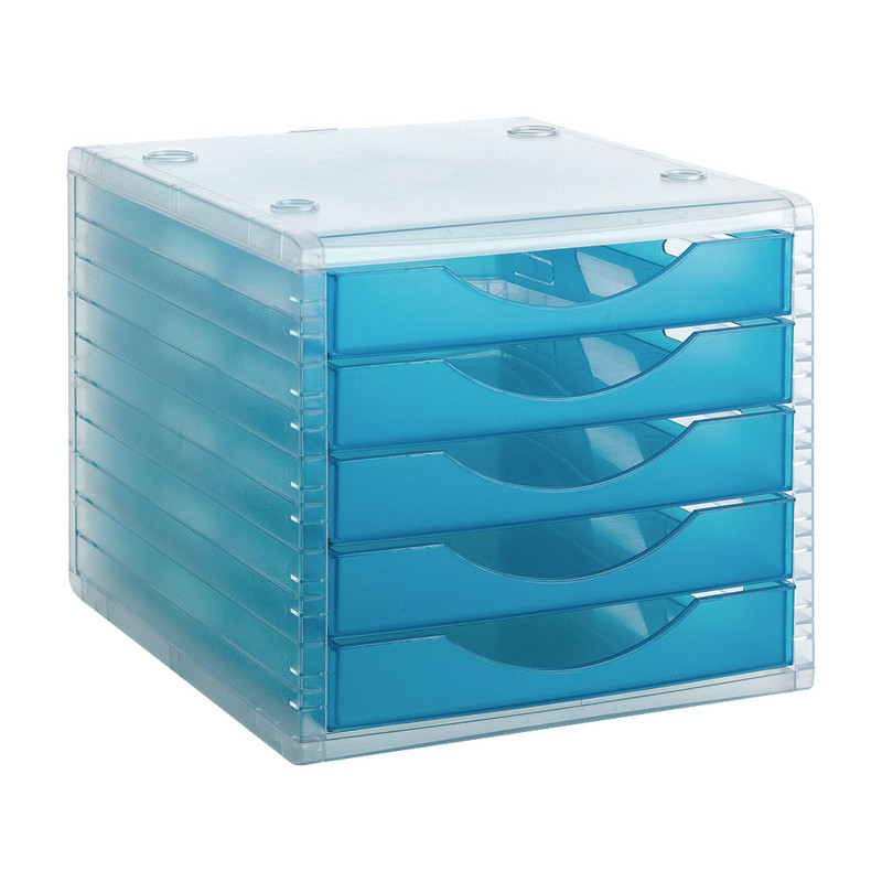 Módulo de 5 cajones translúcidos Archivo 2000 Archivotec Azul mar